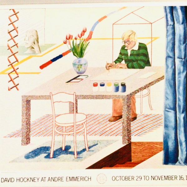 David Hockney at ANDRE EMMERICH 1977, 10 x 14 in Vintage Reproduction for Framing