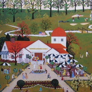 Jane Wooster Scott- Easter Egg Hunt at the Country Club- 11 1/2 x 9 1/4 Vintage Book Page, Unframed, American Artist