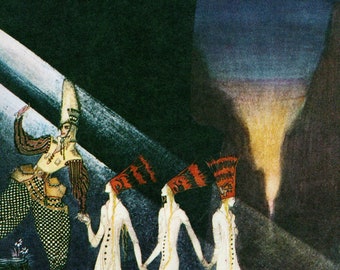 Kay Nielsen, The Three Princesses in the Blue Mountain,  Art Deco,  Book Print Page for Framing, Fantasy, Fairytale Art