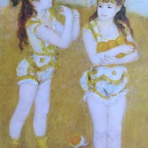 Renoir, Jugglers detail/Boatmens Lunch, 1962 Reproduction Impressionist Print,Color Plate, 9 x 12, 2-Sided Book Page image 1