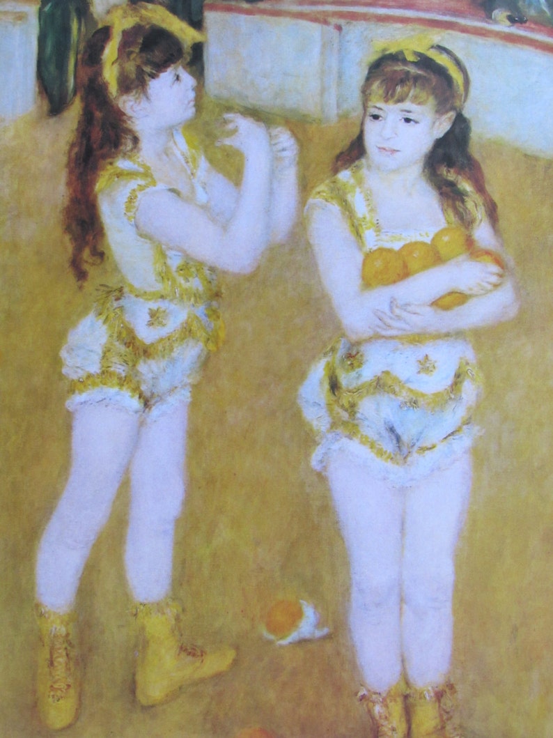 Renoir, Jugglers detail/Boatmens Lunch, 1962 Reproduction Impressionist Print,Color Plate, 9 x 12, 2-Sided Book Page image 1