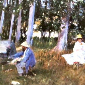 John Singer Sargent- Claude Monet Painting-- Unframed Reproduction Art Print, 9.5 x 14 in Book Page, Color Plate, Book Plate