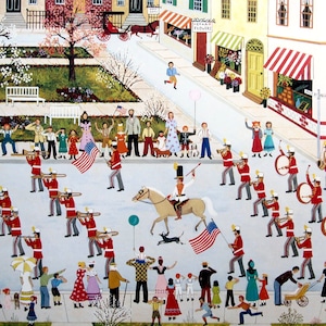 Jane Wooster Scott- A Swell Parade Down Main Street - 11 1/2 x 9 1/4 Vintage Book Page, Bez ramki, Amerykański artysta