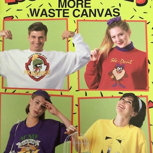 LOONEY TUNES, Abfallleinwand, Vintage-Kreuzstich von Leisure Arts, 1996, farbige Grafiken, Cartoon-Figuren