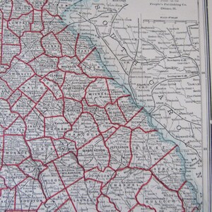 1891 Seite 3 doppelseitig Atlas, Karte - Georgien/Kentucky, Tennessee/Alabama 21 x 14,5 in groß für die Gestaltung
