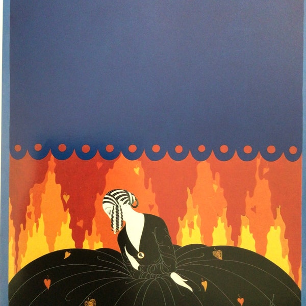 Erte, Harper’s Bazaar Cover, 1922/Costume Design for Ganna Walska in Manon. Vintage Book Page for Framing, Art Deco