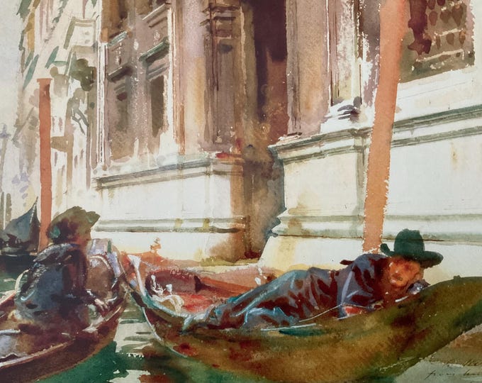 John Singer Sargent--gondoliers SIESTA, Bookplate, Bookprint ...