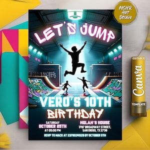 Trampoline Park Birthday Invitation: Editable Jump Party Template (Digital)
