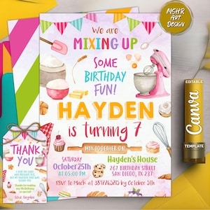 Editable Baking Birthday Party Invitation, Baking Party Invite, Cooking Birthday Invitation, Kids Chef Theme, Instant Download