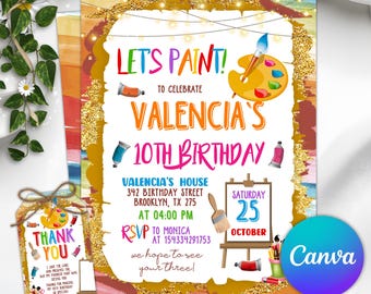 Editable Art Birthday Party Invitation, Art in Party Birthday Party Invite, Art Painting Artist Birthday Invitation, Instant Download