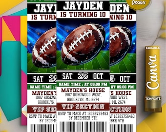 Football Ticket Birthday Invitation: Editable Canva Template