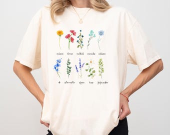 Formula 1 Field of Flowers Unisex T-shirt, Formula 1 T-Shirt, Formula 1 Merch, F1 Gift, McLaren, Mercedes, Aston Martin Haas, Comfort Colors