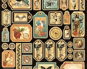 Graphic 45, Steampunk Debutante, Die-cut, Cardstock, Tags, 12 x 12 Single Sheet, Vintage Retired, Original Release