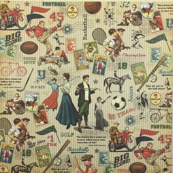 Graphic 45 2 sheets Good ol/' sport collection double sided number 1 fan