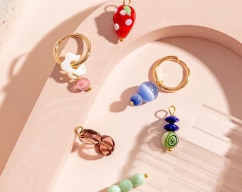 Charms only - LUCKY DIP no waste colourful charms for hoop earrings - single charm, matched or mismatched pair or set of 4
