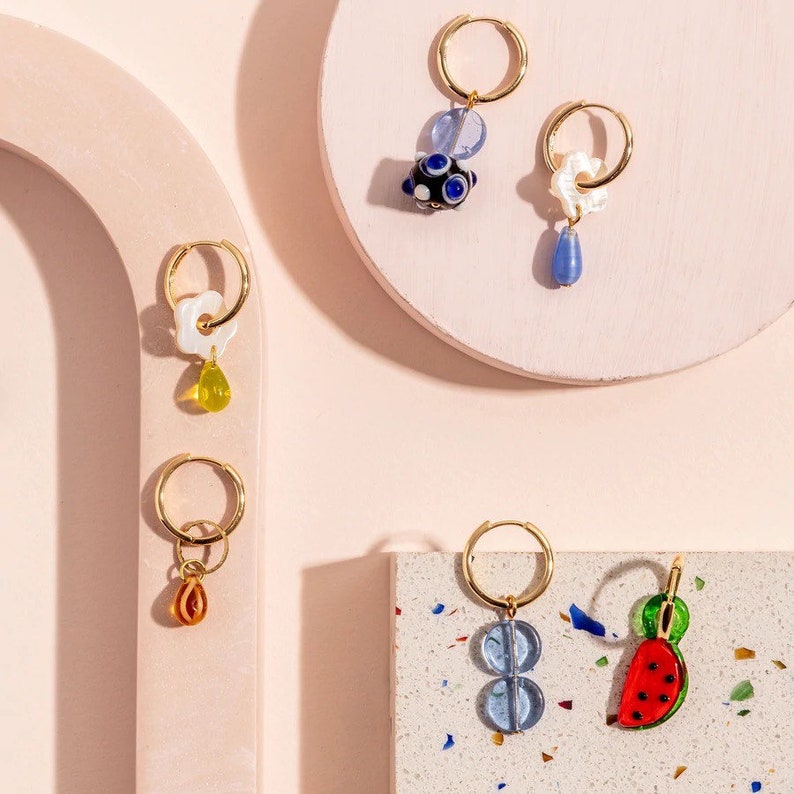 Charms only LUCKY DIP no waste colourful charms for hoop earrings single charm, matched or mismatched pair or set of 4 image 2