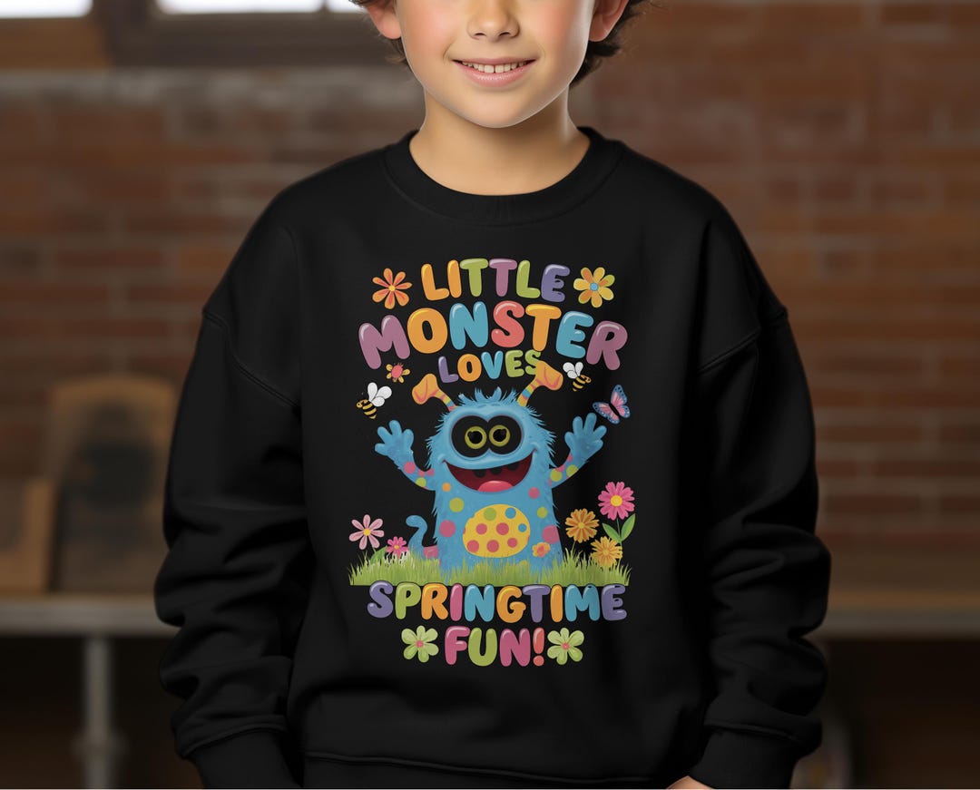 Little Monster Loves Springtime Fun - Cute Kids Spring Sweatshirt ...