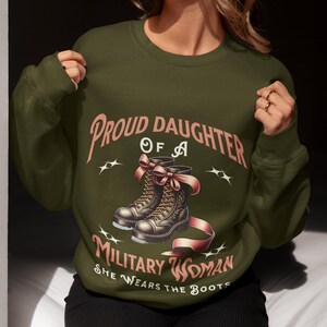 Proud Daughter of a Military Mom - She Wears the Boots | Veteran Family Shirt | Military Pride Apparel