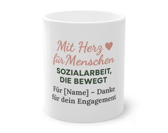 Personalizable mug “With a heart for people” – gift for social work and education, perfect as a thank you & motivation in everyday life