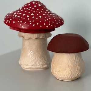 2 große vintage pilz kerzen mit holzdocht und schimmer, pilz kerzen, pilz kerze, pilz kerze, vintage pilz, holzdocht, pilz kerze, pilz kerze, vintage