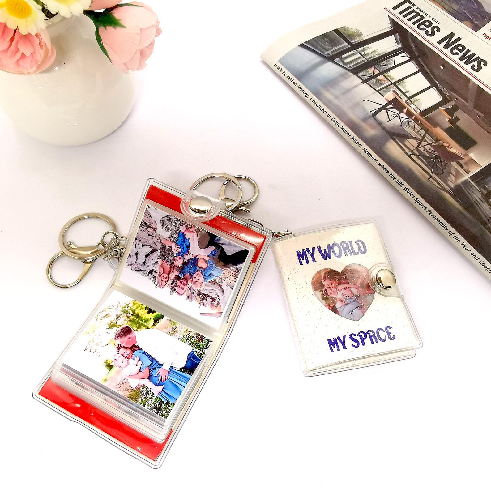 Personalized Photo Album Keychain,2 Inch Keychain, Custom Photo Album ...