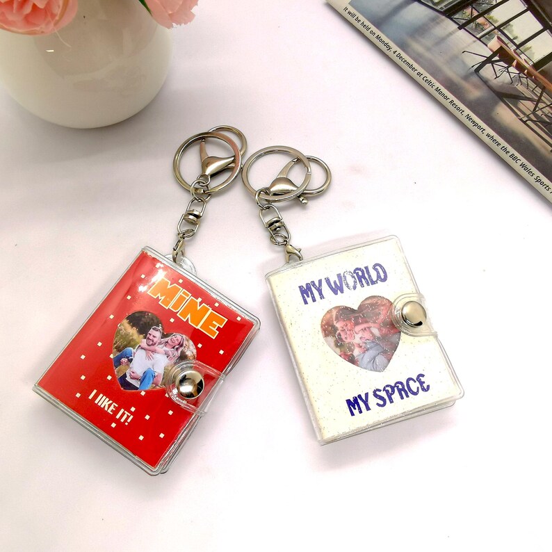 Personalized Photo Album Keychain,2 Inch Keychain, Custom Photo Album ...