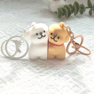 Adorable Magnetic Dog Keychain Set, Couple keychain set of 2, Best Friend Gift, Cartoon Puppy Design for Teens & Kids, Birthday Gifts