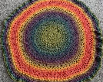 Rainbow Crocheted Round Tablecloth Table Covering