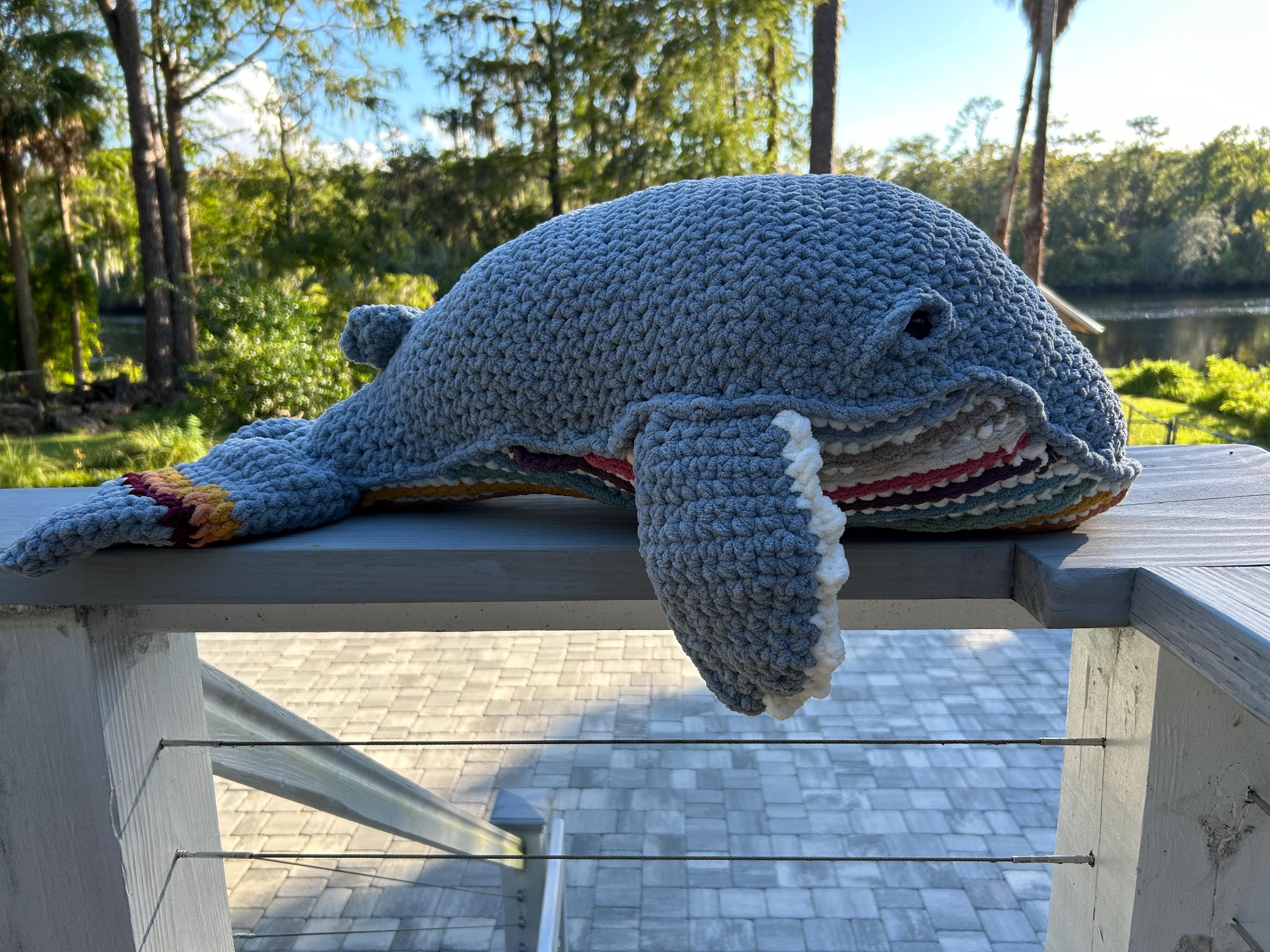 Crocheted Dark Gray Hugo the Humpback Whale Rainbow Plush Toy