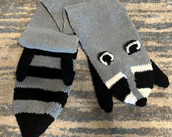 Raccoon Super Bulky Crocheted Scarf Wrap