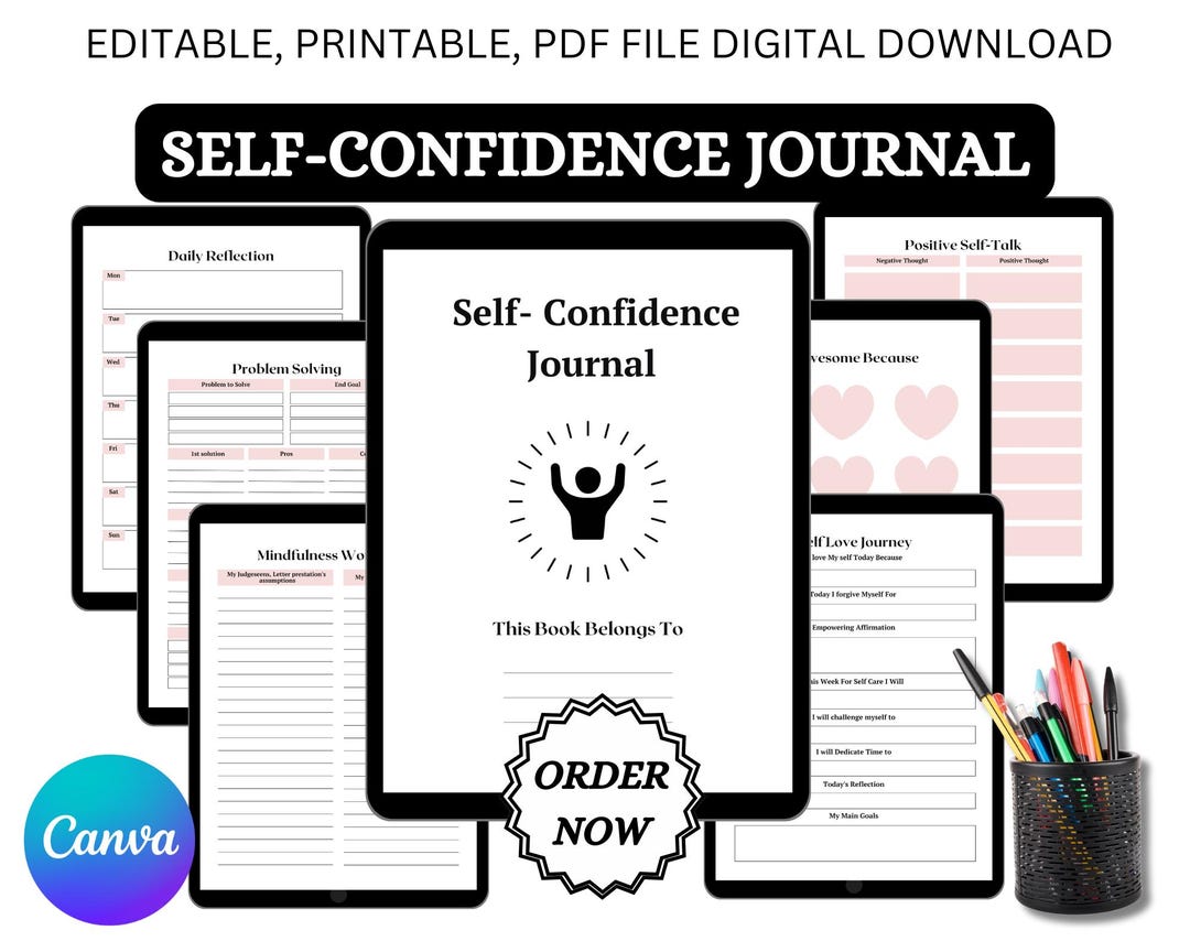 Self Confidence Journal – Daily Affirmations, Reflection Prompts ...
