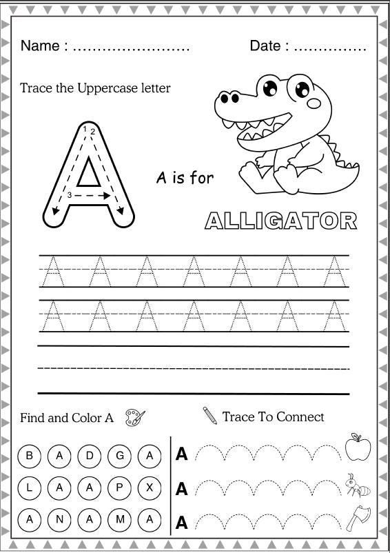Preschool Alphabet & Number Tracing Worksheets Alphabet and Number