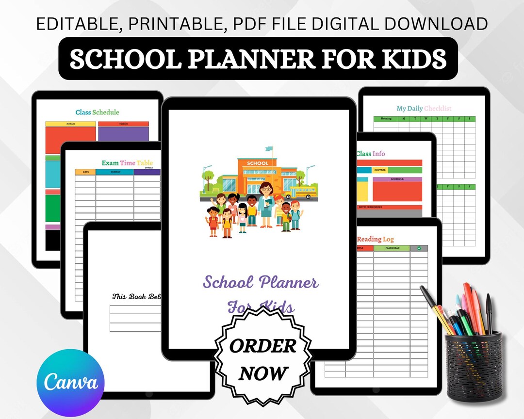 Printable School Planner for Kids | Homework Tracker (PDF) - Etsy Australia