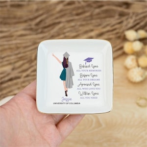 Personalized Graduation Gift for Her, Custom Jewelry Dish Gift for Daughter Class of 2025, Senior Gift College Graduation Keepsake Gift,