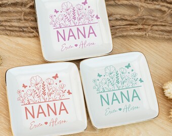 Nana Gifts, Personalized Gift For Grandma with Children&#39;s Names Grandmother Gift From Grandkids Nana Birthday Gift Jewelry Storage