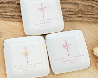 Custom Bible Verse Ring Dish-Personalized Gift-Christian gift-Friendship Gift-Daughter Birthday Gift-gift for Catholics-Granddaughter Gift