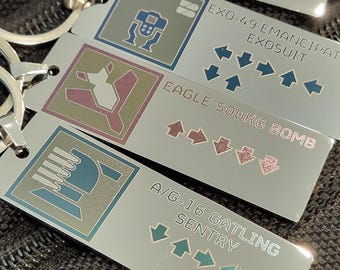 Hell Diver Stratagem Keychain | Stainless Steel Backpack Custom Tag Key Ring