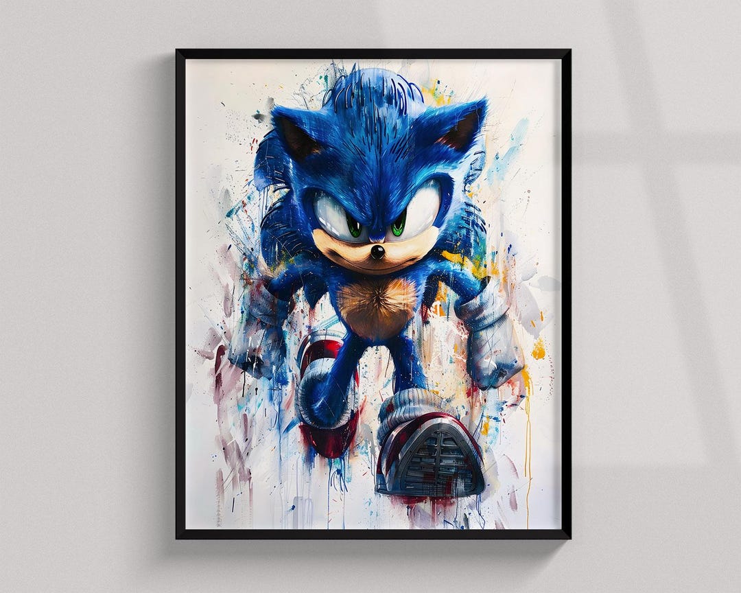 Sonic Art Print, Watercolor Video Game Poster Printable, Kids Room ...