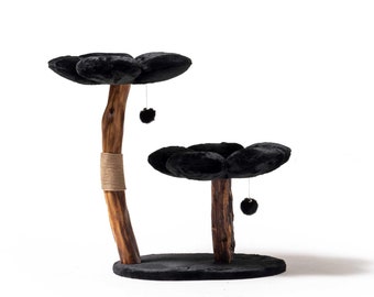 Black Floral Cat Tree: Stylish Cat Tower for Large Cats