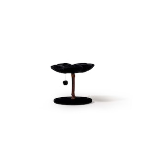 Elegant black floral cat decor piece