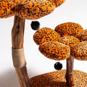 Luxury Natural Wood Cat Tree – Leopard Print – Plush, Stylish and ...