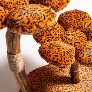 Luxury Natural Wood Cat Tree – Leopard Print – Plush, Stylish and ...