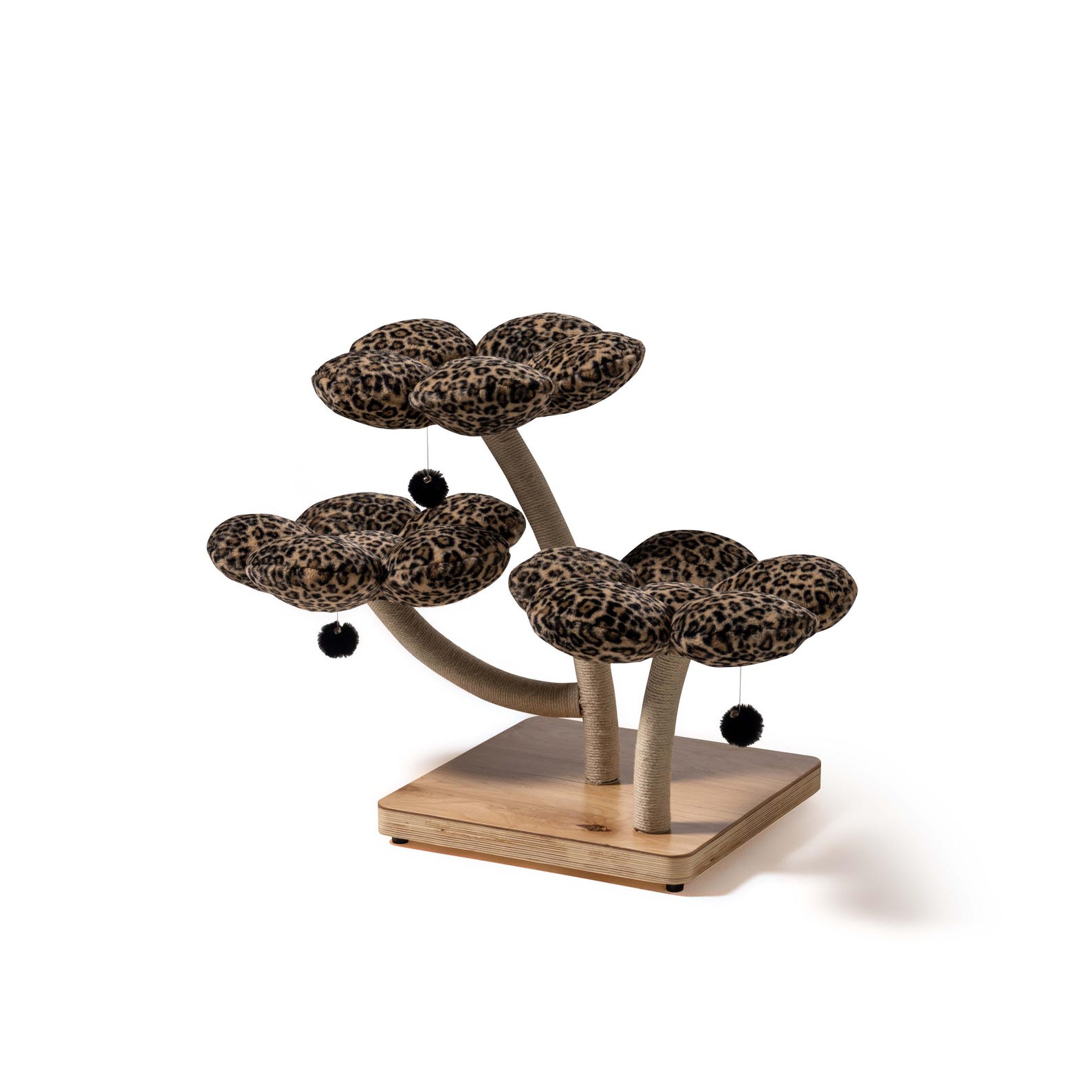 Leopard Floral Cat Tree: Natural Wood Cat Bed & Scratch Post - Etsy