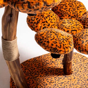Luxury Natural Wood Cat Tree – Leopard Print – Plush, Stylish and ...