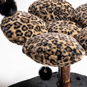 Leopard Print Cat Tree, Modern Wood Cat Tower, Scratcher, Cat Bed - Etsy