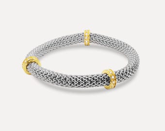 Mideroche Stretch Bracelet with Gold-Plated Accents