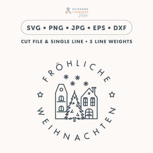 Christmas Village Logo SVG Plotter File | Merry Christmas Lettering | Plotter Template Saying | Winter Vector Graphics | Scandi Plotter File