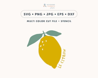 Fichier SVG pour traceur de citron | Fichier de découpe de fruits | Clipart de fruits | Modèle de traceur vectoriel pour enfants | Fichier Cricut pour machine de découpe