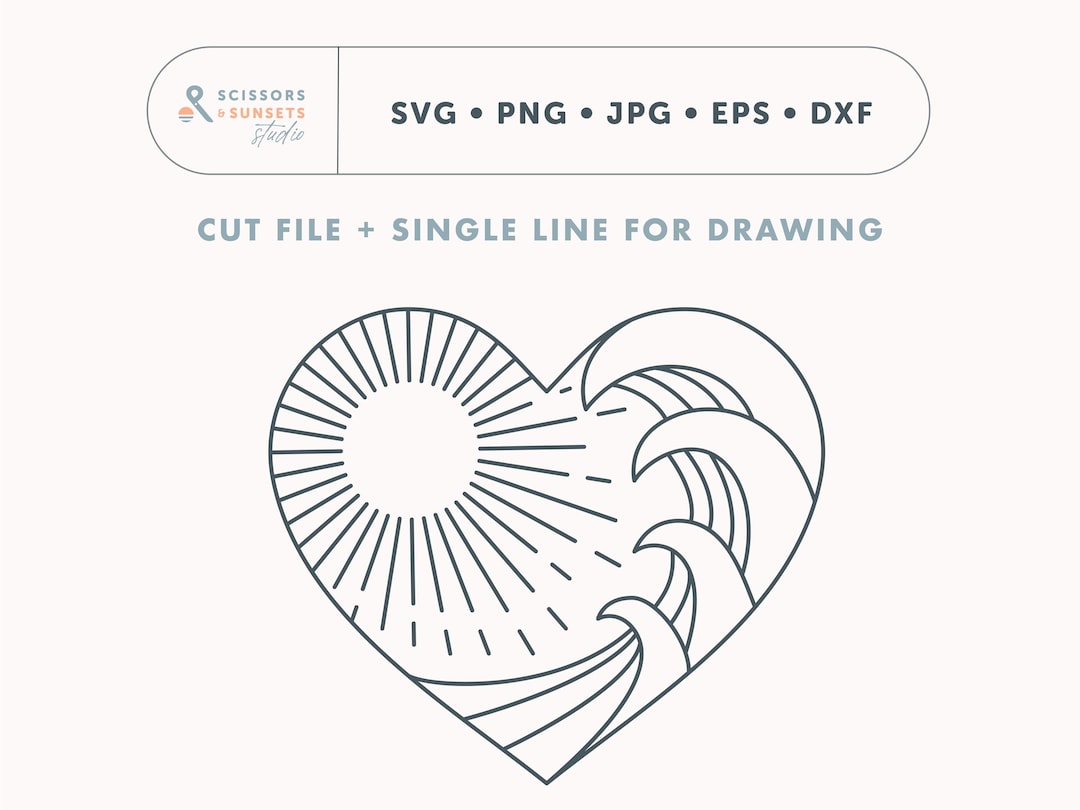 Plotter File Heart Wave SVG Cutting File Ocean Lover Valentine's Day ...