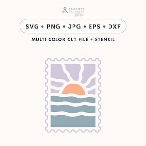 Plotterdatei Sonne Wellen Meer SVG | Siebdruck Schablone, Schneidedatei Sommer Sunset | Plotter Vorlage Surf Style Cricut, Schneidemaschine